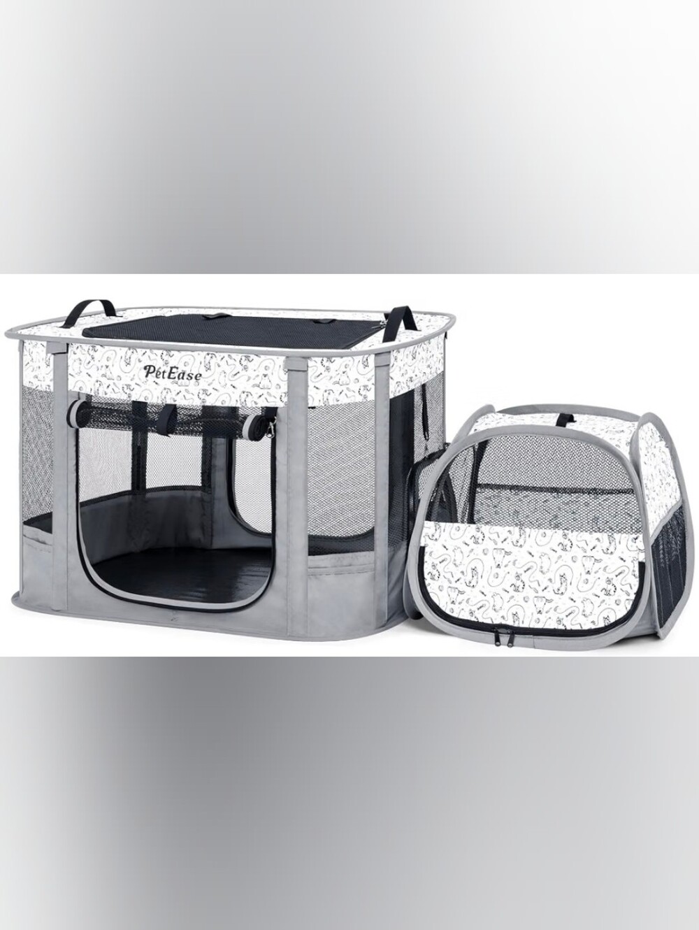 Pet Portable Gray & White Playpen Or Bed